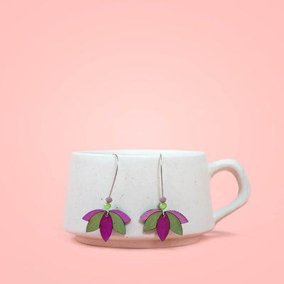 MDF Earrings - Downward Lotus - Pista Hues