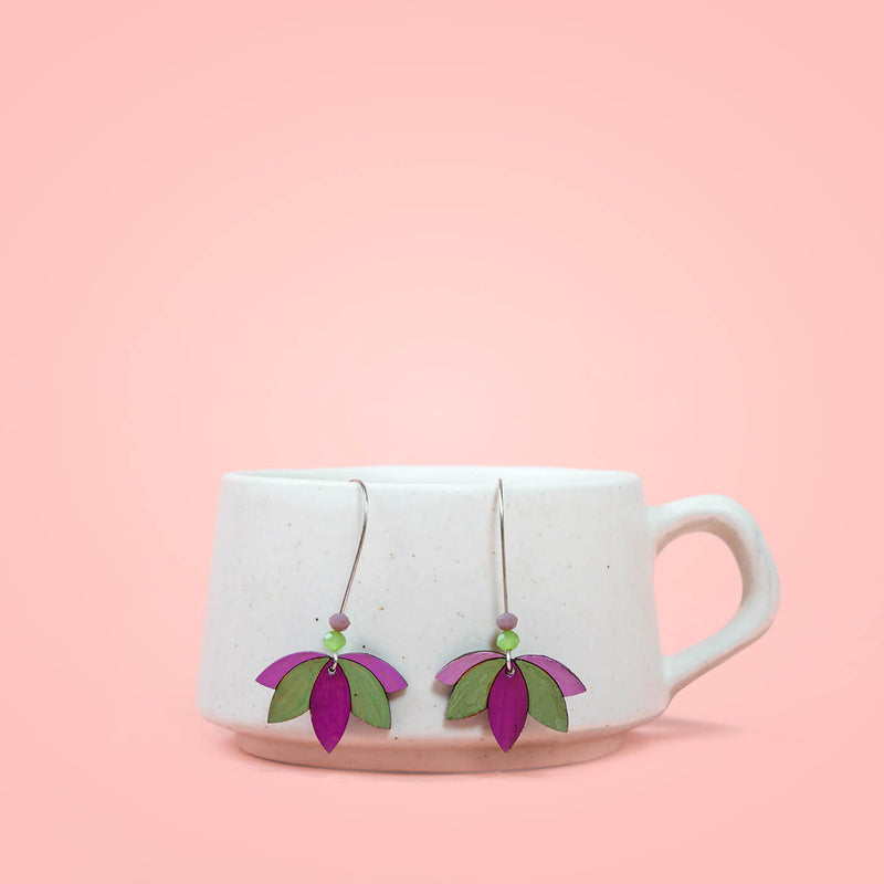 MDF Earrings - Downward Lotus - Pista Hues