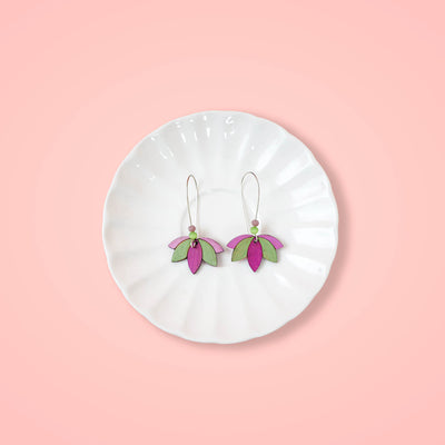 MDF Earrings - Downward Lotus - Pista Hues
