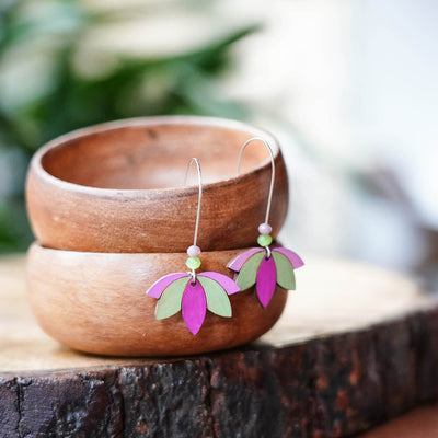 MDF Earrings - Downward Lotus - Pista Hues
