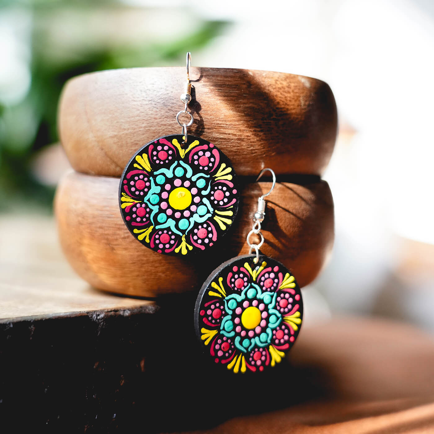Yellow pink earrings hot sale