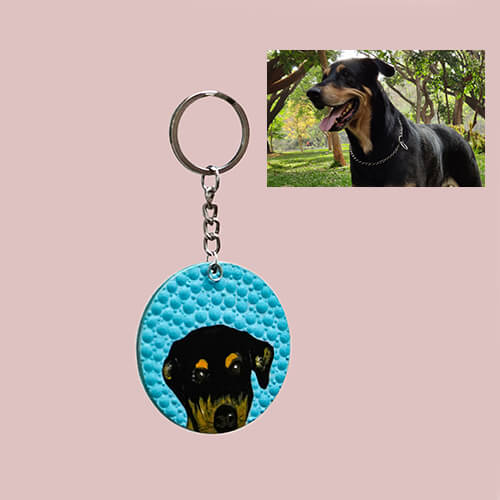 Personalized Pet Keychain - Bright Blue - Zwende