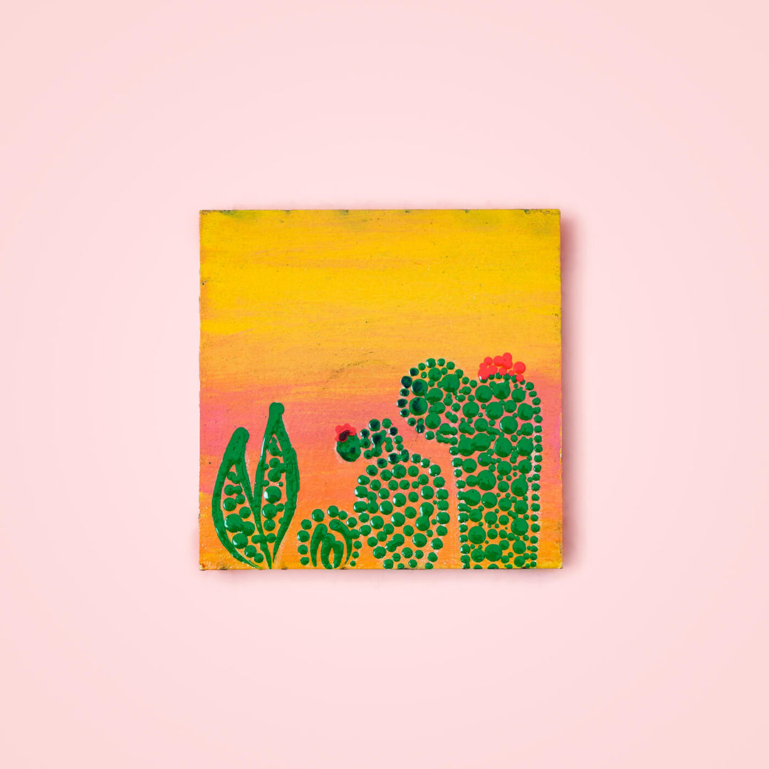 Dot Art Fridge Magnet - Cactus
