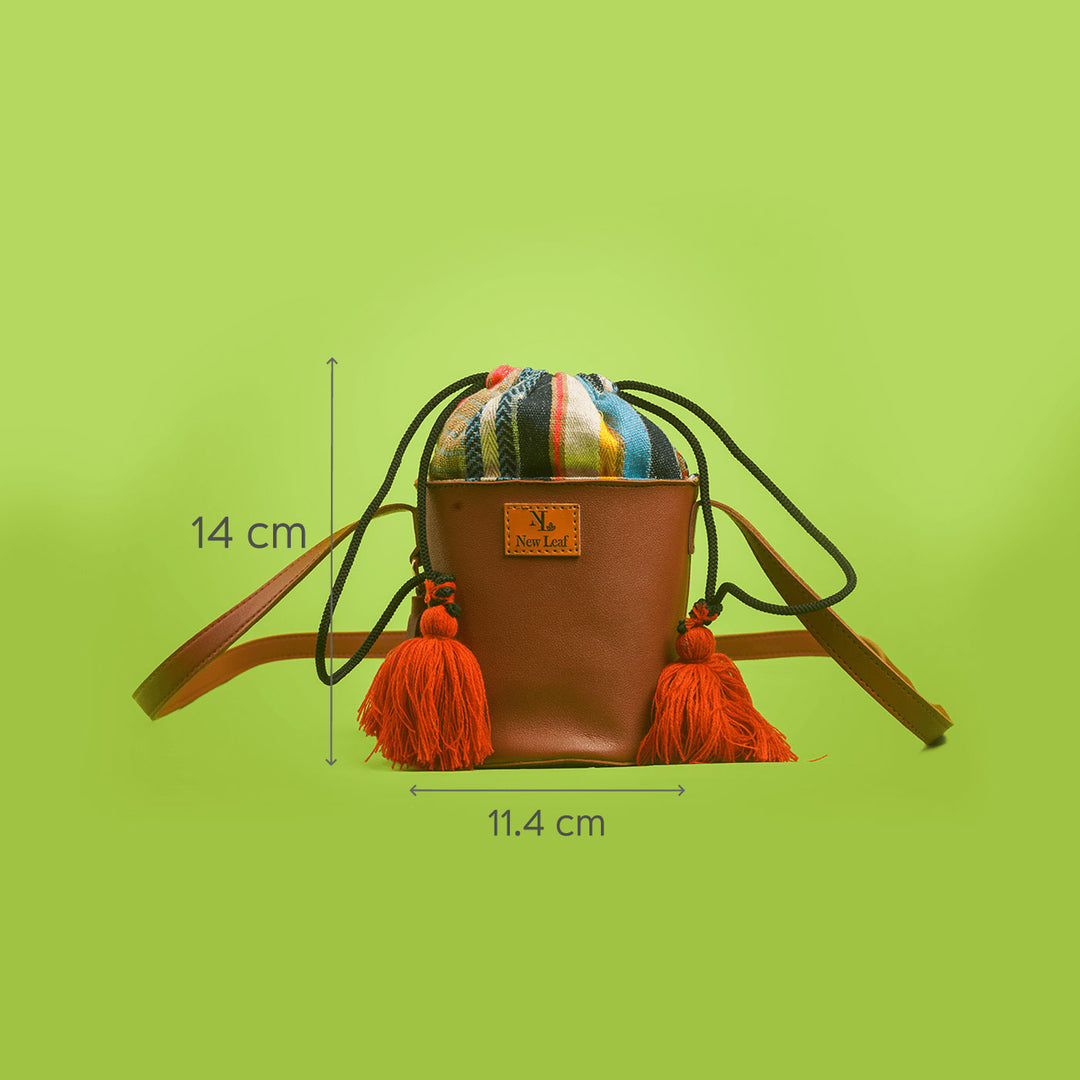 Tan Mini-Bucket Sling Bag