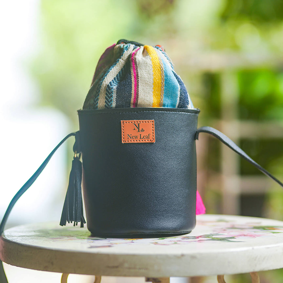 Midnight Black Mini-Bucket Sling Bag