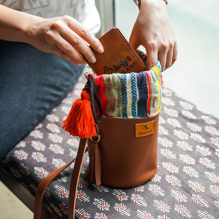 Tan Mini-Bucket Sling Bag
