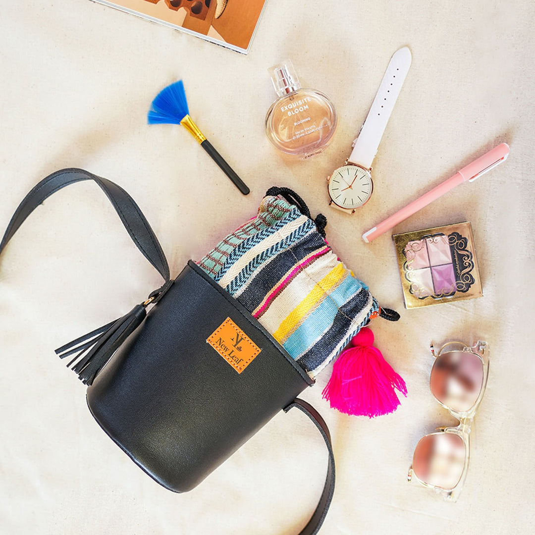 Midnight Black Mini-Bucket Sling Bag