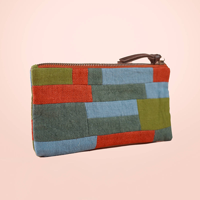 Earthy Repurposed Multi-use Patchwork Pouch
