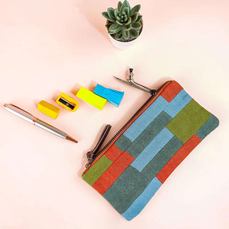 Earthy Repurposed Multi-use Patchwork Pouch