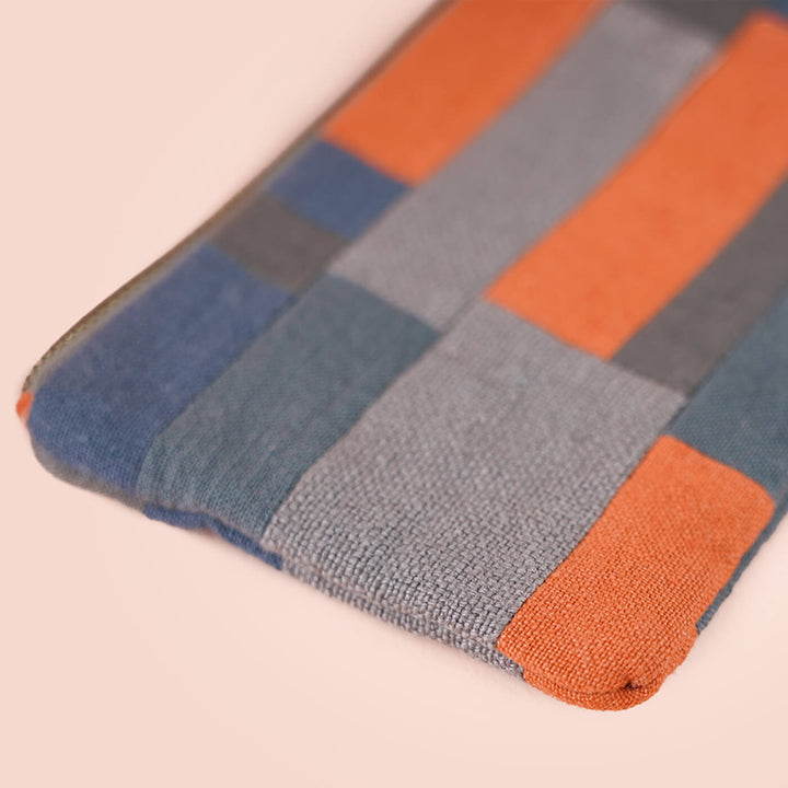 Grey & Orange Repurposed Patchwork Travel Pouch