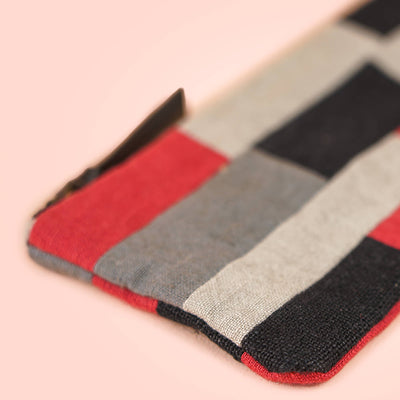 Upcycled Red & Grey Patchwork Stationary Pouch