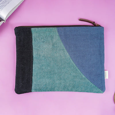Repurposed Fabric iPad Sleeve - Blue
