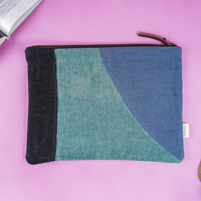 Repurposed Fabric iPad Sleeve - Blue