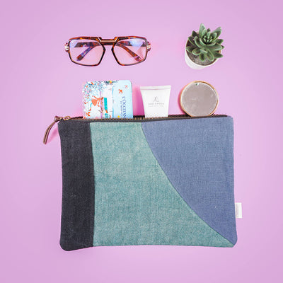 Repurposed Fabric iPad Sleeve - Blue