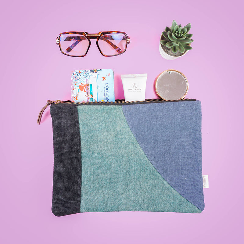 Repurposed Fabric iPad Sleeve - Blue