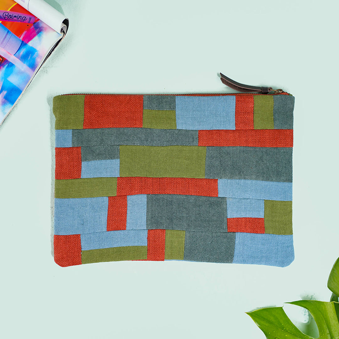 Upcycled iPad Sleeve - Green, Blue & Orange