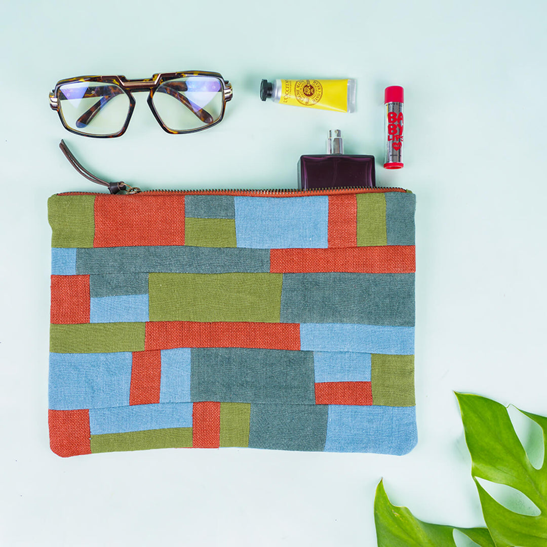 Upcycled iPad Sleeve - Green, Blue & Orange