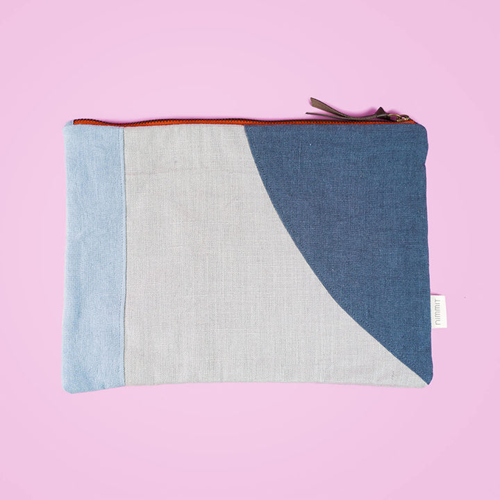 Upcycled Fabric iPad Sleeve - Blue