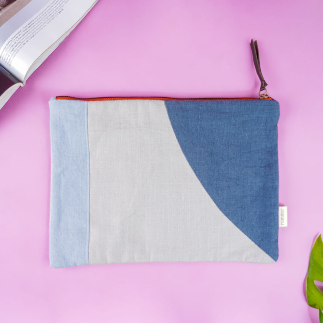 Upcycled Fabric iPad Sleeve - Blue