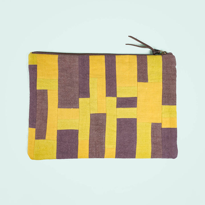 Upcycled Fabric iPad Sleeve - Yellow & Grey