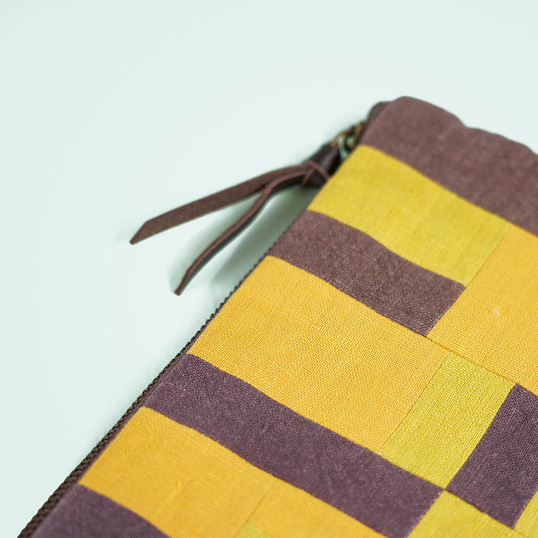 Upcycled Fabric iPad Sleeve - Yellow & Grey