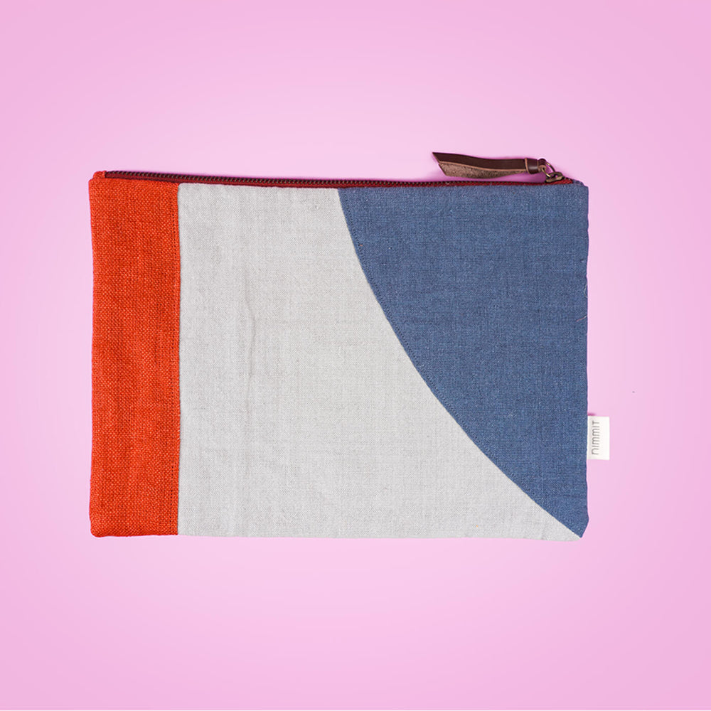 Repurposed Fabric iPad Sleeve - Blue & Red - Zwende