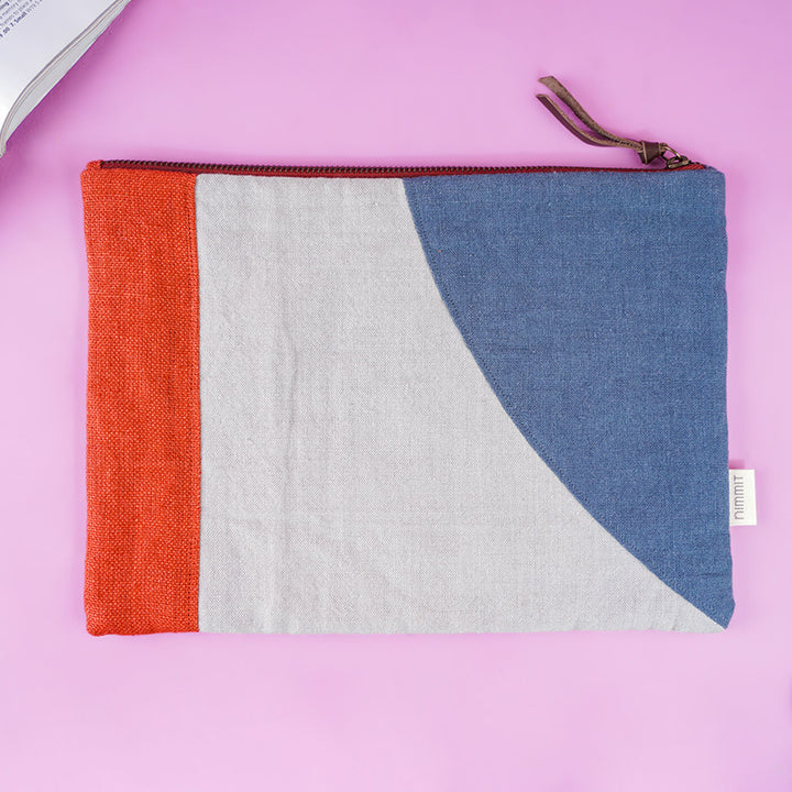 Repurposed Fabric iPad Sleeve - Blue & Red - Zwende