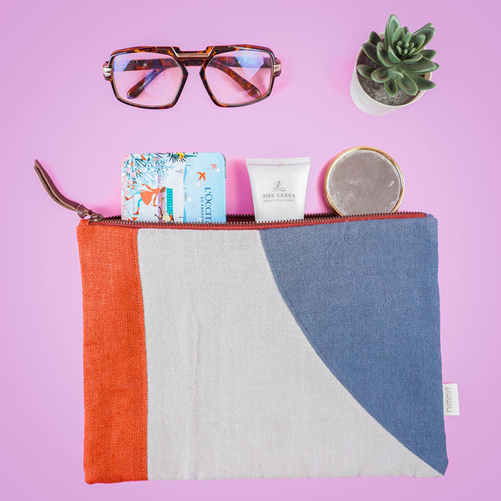 Repurposed Fabric iPad Sleeve - Blue & Red - Zwende