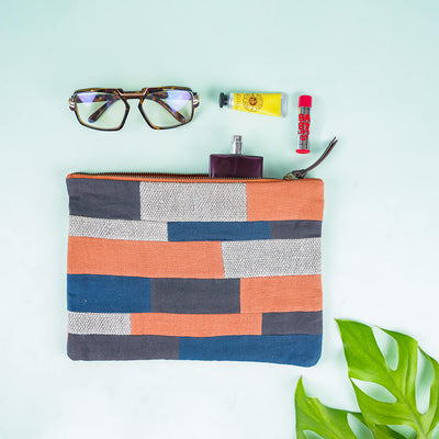 Upcycled Fabric iPad Sleeve - Orange & Blue