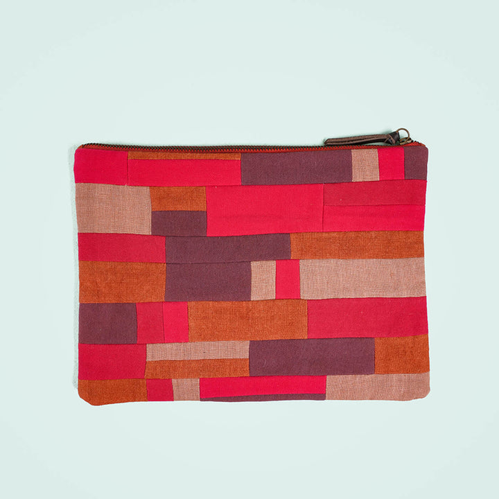 Repurposed Fabric iPad Sleeve - Red & Purple