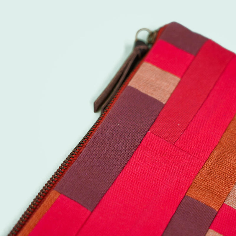 Repurposed Fabric iPad Sleeve - Red & Purple