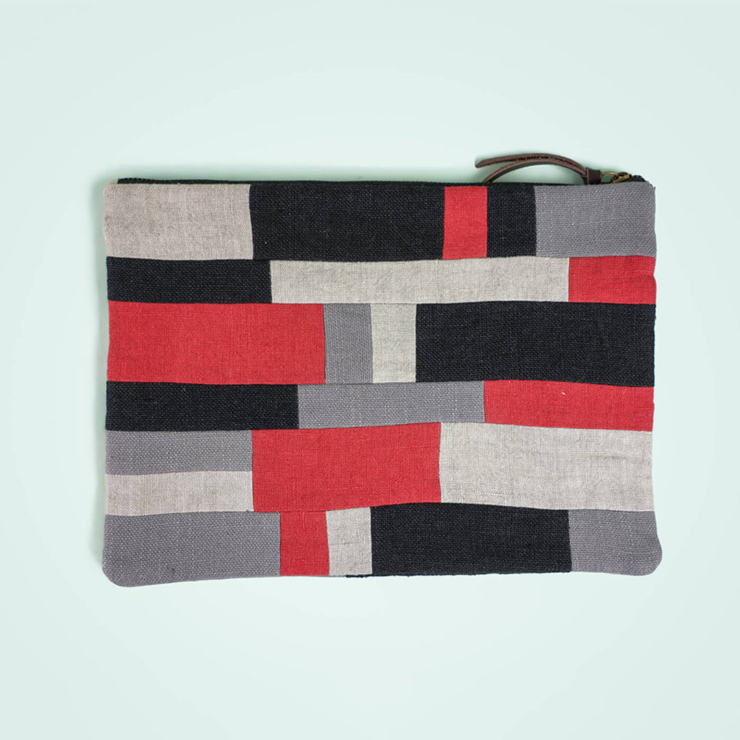 Upcycled Fabric iPad Sleeve - Red & Black