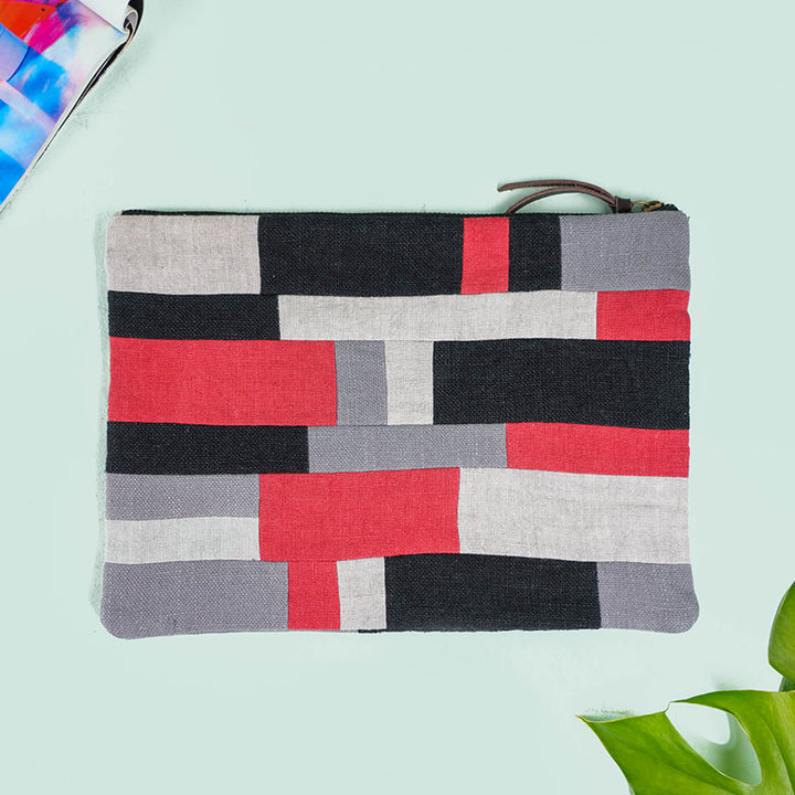 Upcycled Fabric iPad Sleeve - Red & Black