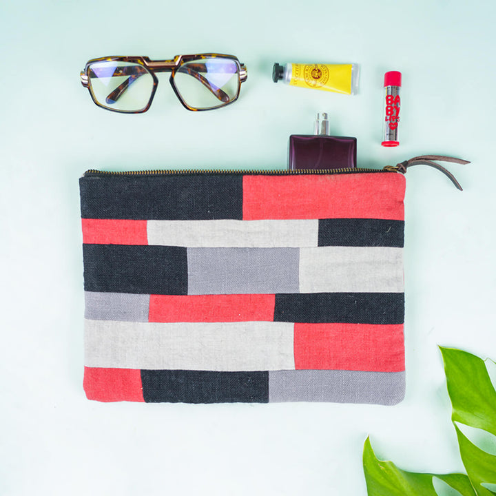 Upcycled Fabric iPad Sleeve - Red & Black