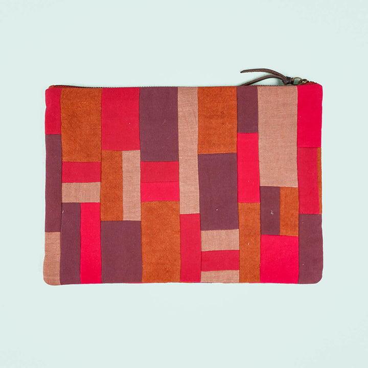 Upcycled Fabric iPad Sleeve - Red & Orange