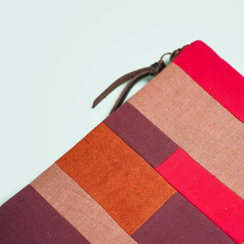 Upcycled Fabric iPad Sleeve - Red & Orange