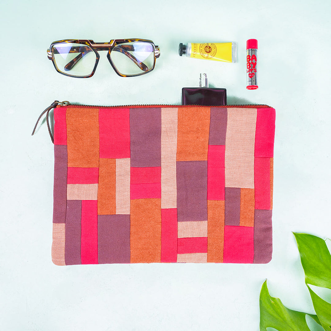 Upcycled Fabric iPad Sleeve - Red & Orange