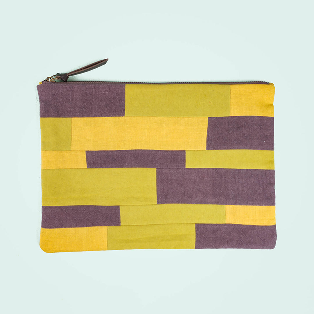 Repurposed Fabric iPad Sleeve - Yellow & Green