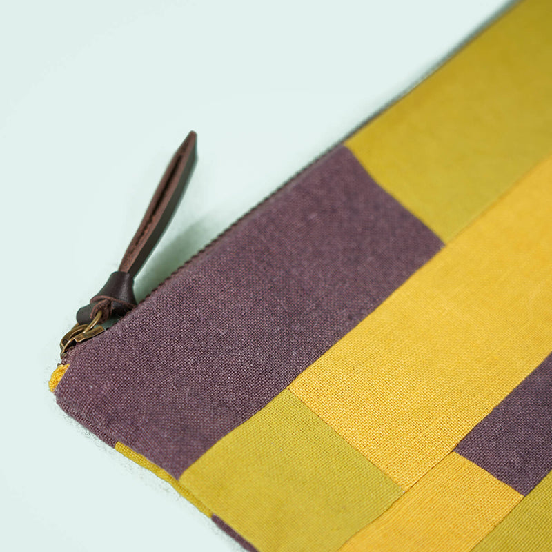 Repurposed Fabric iPad Sleeve - Yellow & Green