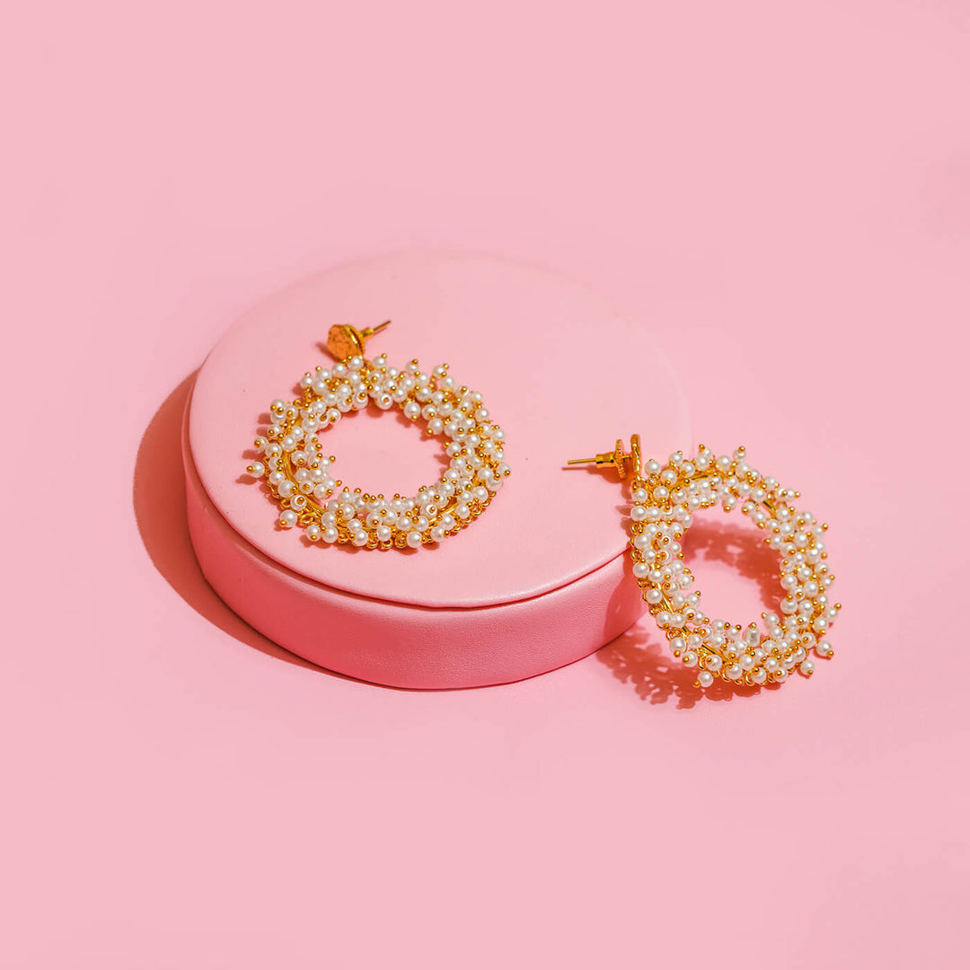 Baroque Pearl Circle Danglers