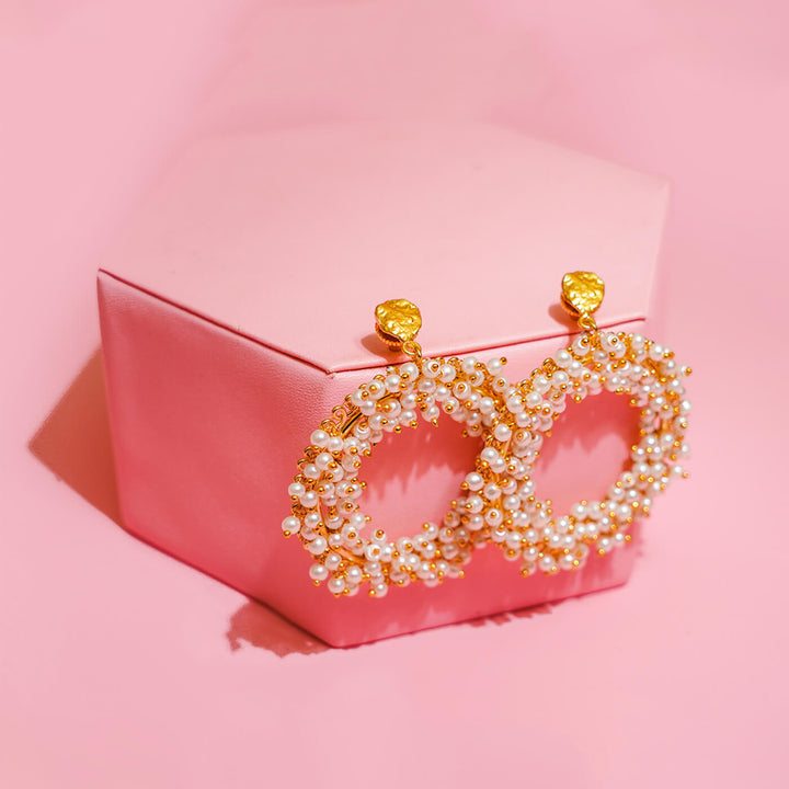 Baroque Pearl Circle Danglers