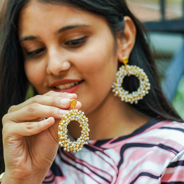 Baroque Pearl Circle Danglers