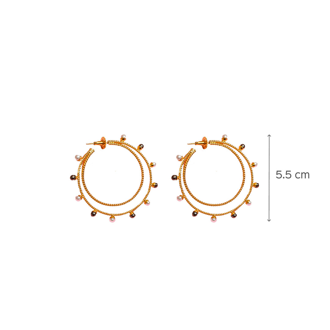 Pearl Double Line Hoops