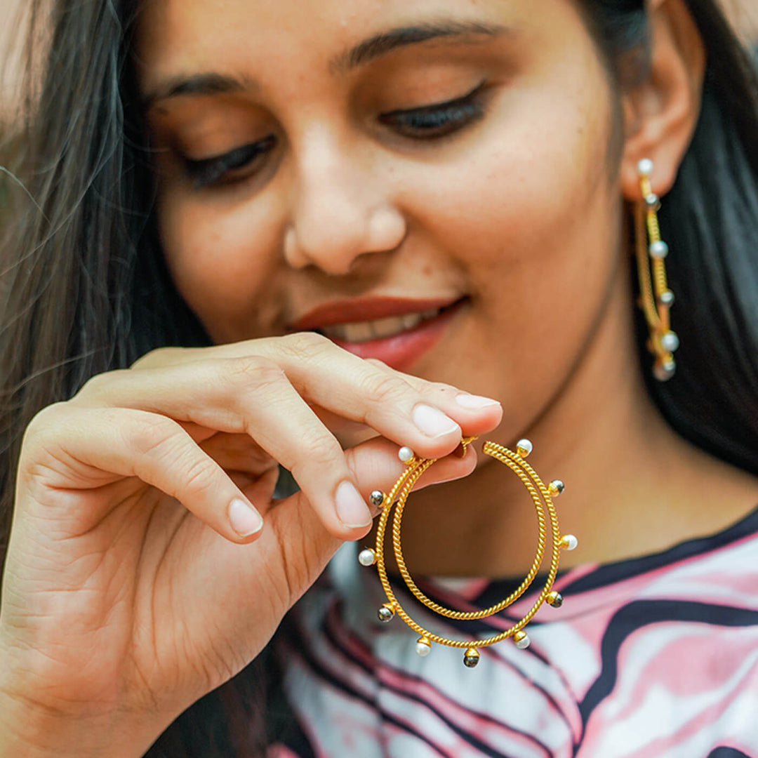 Pearl Double Line Hoops