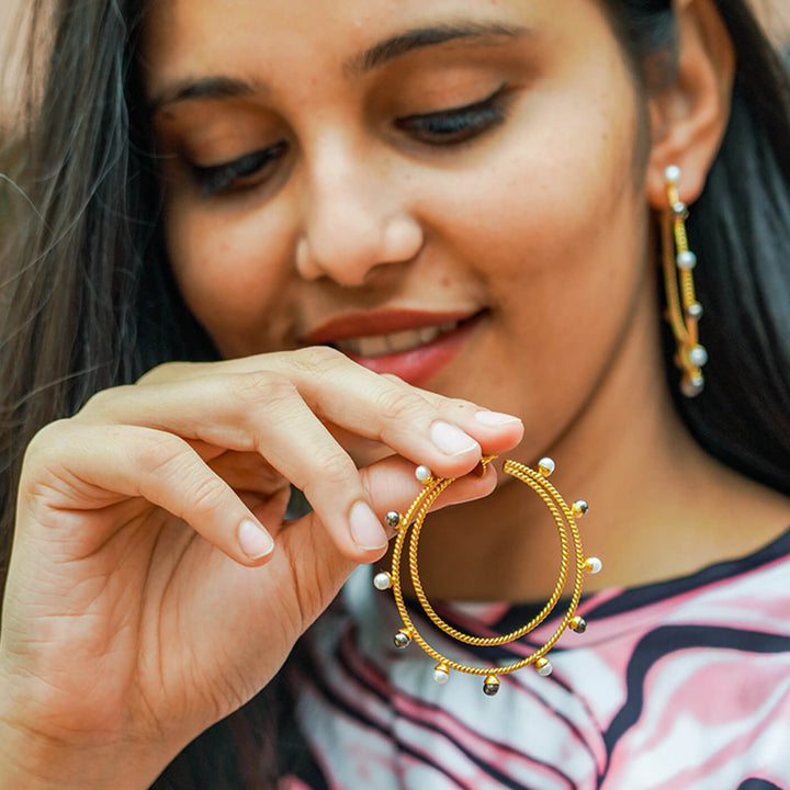 Pearl Double Line Hoops