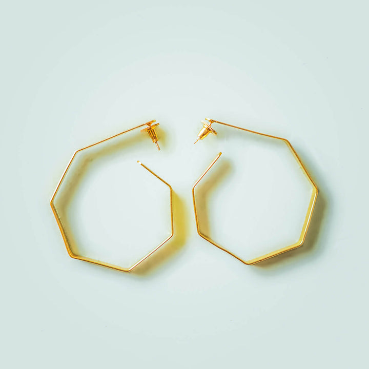 Gold Geometric Style Brass Hoops