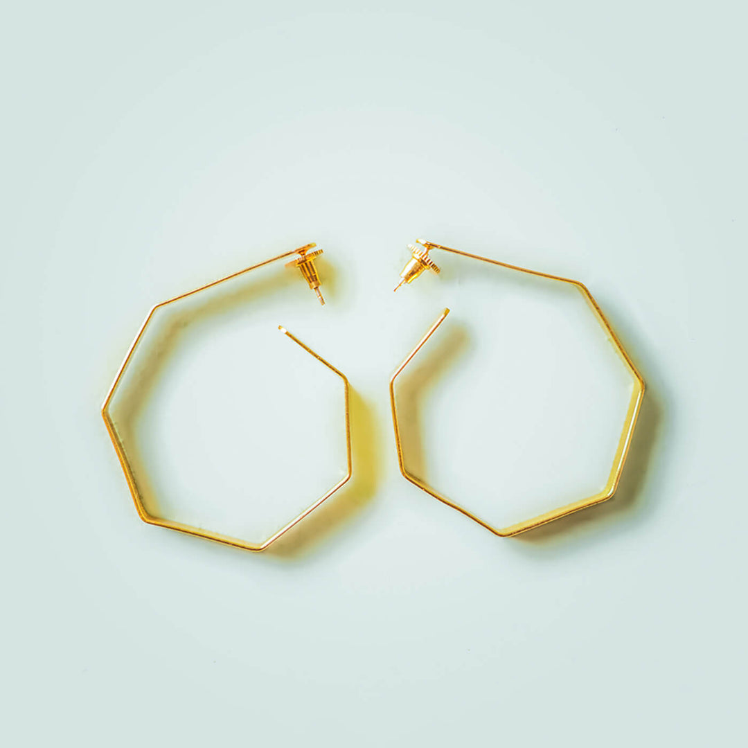 Gold Geometric Style Brass Hoops