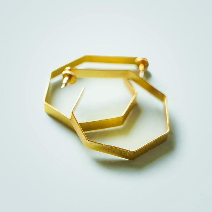 Gold Geometric Style Brass Hoops
