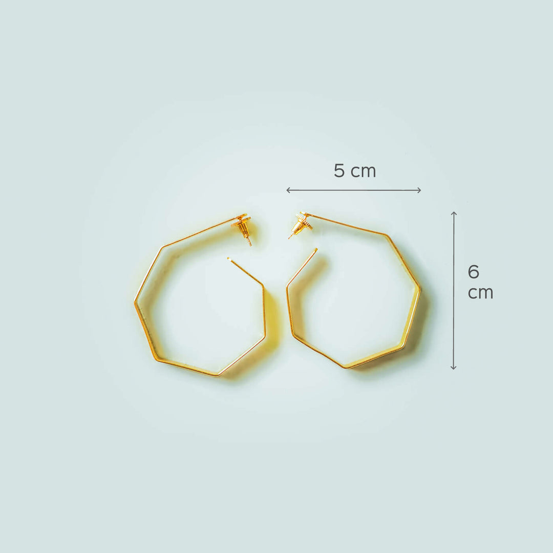 Gold Geometric Style Brass Hoops
