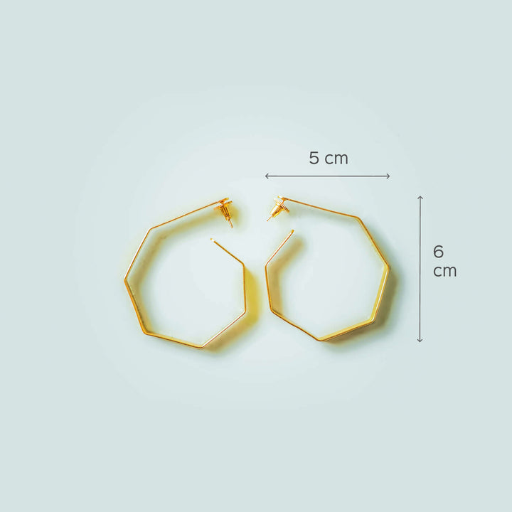 Gold Geometric Style Brass Hoops